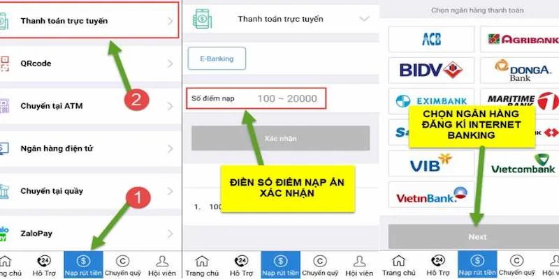 Nạp tiền KUBET bằng Internet Banking tiện lợi